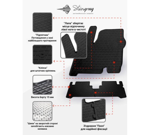 Гумові килимки в салон Mitsubishi Eclipse Cross 2017+ (Stingray)